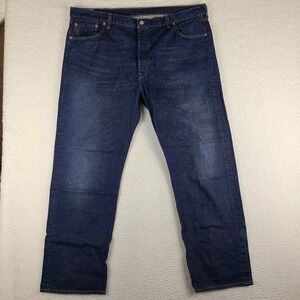 Levi's 501 Jeans Mens 44x32 Blue Original Fit Waterless Button Fly Dark Wash